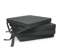 Beautissu Set de 4 Coussin de Chaise d'Intérieur 45x40 cm Loft SK - Galette de Chaise déhoussable et Lavable avec Bandes de Fixation Coussin d'assise Exterieur Jardin Coussin Gris Graphite