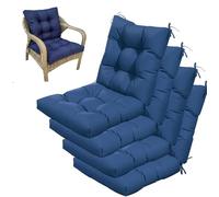 Lot de 4 coussins de siège imperméables épais de 10 cm bleu roi doux pour intérieur et extérieur, parfaits pour le jardin, le salon, le bureau et la terrasse