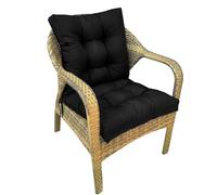 Lot de 4 coussins de siège imperméables noirs de 10 cm d'épaisseur pour extérieur, jardin, salon et bureau