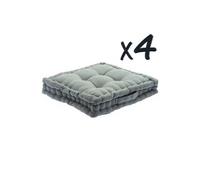 Lot de 4 Coussins de sol en coton Gris, 40 x 40 x H8 cm --
