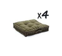 Lot de 4 Coussins de sol en coton Taupe, 40 x 40 x H8 cm --