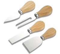 Lot de 4 couteaux à fromage avec manche en bois de bambou, coupe-fromage futu en acier inoxydable, mini couteau, couteau à beurre, spatule et fourchette