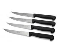 Lot De 4 Couteaux À Steak Fabriqué En France - Set De Couteaux Noir Pour Cuisine, Table, Coupe Tranchante Pour Viande, Couteaux Multifonctions - Lame Trempée Inox - 21cm - Indispensable Pour Cuisine