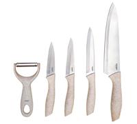 Lot de 4 Couteaux & Éplucheur Inox 31cm Beige