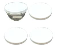 Lot de 4 couvercles blancs de 20,5 cm de diamètre - Pour saladier et saladier en verre de 20 cm de diamètre