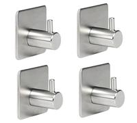 Lot de 4 Crochets Adhésif Autocollant en Acier Inox pour Serviettes Torchons Manteau Peignoir -STR