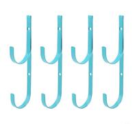 Lot de 4 crochets en métal pour manche de piscine - Pour barre télescopique - Épuisette - Brosse - Outils de jardin stables - Charge maximale : 15 kg - Pour clôture, terrasse, mur en béton, noir (bleu