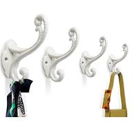 Lot de 4 crochets muraux décoratifs rustiques - Style shabby chic - Pour manteaux, sacs, serviettes et plus encore - Crochets vintage pour décoration de ferme - Crochets robustes en fonte avec