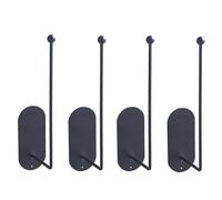 Lot de 4 crochets muraux en acier inoxydable noir sans perçage, porte-essuie-tout de 20 cm, crochet de rideau 10 x 4,5 cm, barre 7 cm, plaque 10 cm, pour cuisine et salle de bain