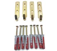 Lot de 4 crochets muraux en laiton robuste J pour grand tableau/miroir - Plâtre ou murs solides - Vis et chevilles incluses - Charge maximale de 35 kg
