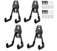 Lot de 4 crochets muraux pour garage : crochets doubles, supports pour outils, crochets pour charges lourdes, supports muraux pour outils, fixation murale pour garage, crochets de rangement pour l'org