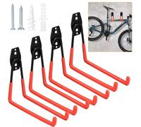 Lot de 4 crochets muraux pour garage, crochets muraux robustes, crochets muraux caoutchoutés, crochets muraux de garage pour échelles, appareils, outils, chaises, tuyaux et vélos (orange)