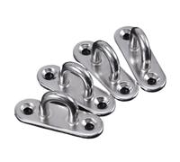 Lot de 4 crochets plafond en acier inoxydable 5 mm, plaque à œil oblongue, anneau d'agrafe métal Pour fixation murale
