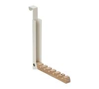 Lot de 4 crochets pliants à suspendre, porte-manteau de porte pour 6 cintres chacun, en métal et bois, crochets pour pliage de porte de 2 cm, crème