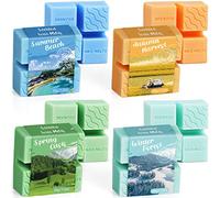 Lot de 4 cubes de cire parfumée pour chauffe-bougies, cire végétalienne pour chauffe-bougies, cire de soja faite à la main, coffret cadeau pour la fête des mères, Noël, un anniversaire