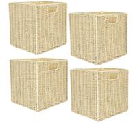 Lot de 4 Cubes de rangement tressés pliables - 30 x 30 cm - Beige