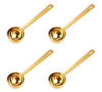Lot de 4 cuillères à café en acier inoxydable doré avec long manche | Cuillère doseuse de précision avec 4 crochets de suspension, pour poudre matcha, expresso, sucre, supplément de collagène et
