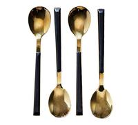 Lot de 4 Cuillères à Dessert en Inox Charlotte 15cm Noir & Or