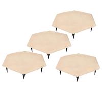 Lot de 4 dalles d'allée d'extérieur avec 24 piquets de fixation – Pierres décoratives résistantes aux intempéries pour jardin, cour, pelouse, allée et chemin – Forme hexagonale, couleur beige