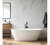 Lot de 4 Dalles Murales pour Douche - DECOON - Etanche - SPC/PVC - 59 2 x 118 4cm - 2 8M² - Décor Marbre Blanc brillant