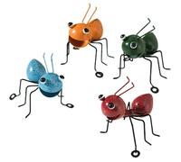 Lot de 4 décorations de fourmis en métal - Sculpture murale - Sculptures de jardin - Ornement coloré - Insecte mignon - Pour jardin