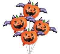 Lot de 4 décorations en forme de citrouille d'Halloween, ballons en aluminium pour décoration de fête d'Halloween, jour de la mort, décoration d'anniversaire sur le thème des fantômes - 83,8 cm