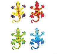 Lot de 4 décorations murales en forme de lézard en métal pour décoration de jardin - Sculptures vibrantes antirouille pour clôture, patio, cour - 24 x 14 cm (3)