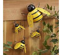 Lot de 4 Décorations Murales en Métal 3D - Abeilles pour Jardin, Pelouse, Intérieur et Extérieur