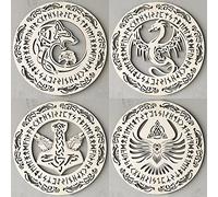 Lot de 4 décorations murales représentant la mythologie 30,5 cm Croix celtique Nœud de la Trinité Créature sacrée nordique Marteau de Thor Loup Fenrir Dragon Arbre de vie Symbole
