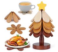 Lot de 4 dessous de plat en bois pour plats chauds, dessous de verre en bois pour décoration de table pour la maison et le restaurant