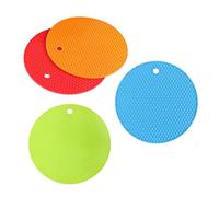 Lot de 4 Dessous de Plat en Silicone Tapis de Table en Nid d'abeille | en Silicone Rond Résistant à La Chaleur, Dessous de Plats Silicone Ronde pour Cuisine et Salle à Manger
