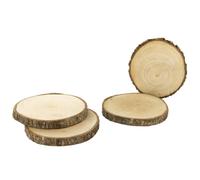Lot de 4 dessous de verre en rondin de bois rond 11 cm collection BARK
