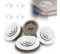Lot de 4 diffuseurs de plafond ronds de 15,2 cm, couvercle d'aération en | Couvercle de ventilation de plafond rond avec amortisseur papillon pour le contrôle du flux d'air, le raccord de conduit CVC