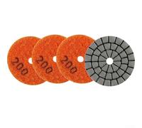 Lot de 4 disques de polissage humides et secs pour carrelage en granit et marbre, disques abrasifs flexibles en résine avec trou de 8 mm pour meulage du verre quartzite (grain 200)