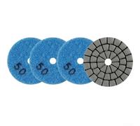 Lot de 4 disques de polissage humides et secs pour carrelage en granit et marbre, disques abrasifs flexibles en résine avec trou de 8 mm pour meulage du verre quartzite (grain 50)