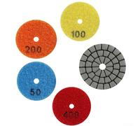 Lot de 4 disques de polissage humides et secs pour carrelage en granit et marbre, disques abrasifs flexibles en résine avec trou de 8 mm pour meulage de pierre, quartzite et verre (grain 50-400)