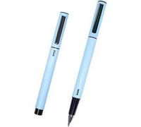 LOT de 4 Dohe Stylos élégants en métal léger - Corps ovale bleu ergonomique - Capuchon avec clip - Fabriqué en aluminium - Encre bleue Bleu G