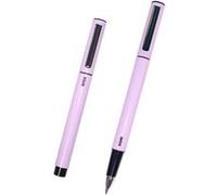 LOT de 4 Dohe Stylos élégants en métal léger - Corps ovale violet ergonomique - Capuchon avec clip - Fabriqué en aluminium - Encre bleue Violet G