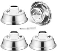 Lot de 4 dômes de cuisson en silicone, en acier inoxydable, résistants à la chaleur, pour teppanyaki, barbecue et cuisine, usage intérieur et extérieur, 16,7 x 5,8 cm