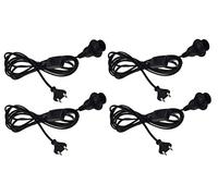 Lot de 4 douilles E14 avec interrupteur à câble, 3,4 m de long, anneau de montage, diamètre : 40 mm, pour abat-jour en papier, lampes, noir