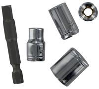 Lot de 4 douilles TIVOLY Ø 6 à 13mm + 1 porte-douille hexa 6.35 mm > 1/4 - 11501420001"