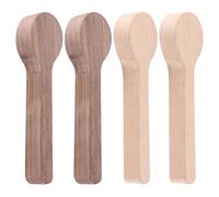 Lot de 4 Ébauches de Cuillère en Bois pour Sculpture Bois Créative, Kit de 2 Cuillères en Hêtre et 2 en Noyer Noir, Petite Cuillère en Bois à Miel ou Café, Idéal pour Débutants et Loisirs Créatifs