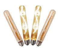 Lot de 4 Edison Vintage Tube Ampoule E27 6W T30 Tube Ampoule OUGEER AC 230V E27 T30 LED Ampoule à Filament Blanc Chaud 2700K Nouvelles Innovations, pour les maisons, les restaurants, les cafés