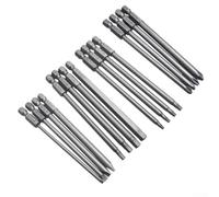 Lot de 4 embouts de tournevis à tige hexagonale de 100 mm, forets magnétiques en alliage d'acier pour vis Torx hexagonales cruciformes et à tête plate (A)