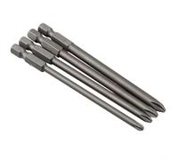 Lot de 4 embouts de tournevis à tige hexagonale de 6,35 mm, 100 mm, forets magnétiques en alliage d'acier pour vis Torx hexagonales cruciformes et à tête plate (B)