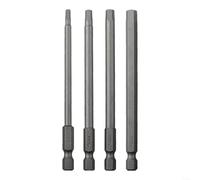 Lot de 4 embouts de tournevis extra longs de 100 mm avec embout magnétique 1/4 pour tournevis Torx pour tournevis plats et hexagonaux Phillips en acier (D)