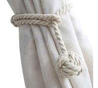 Lot de 4 embrasses de Rideaux en Coton Naturel Faites à la Main pour décoration Rurale (Beige)