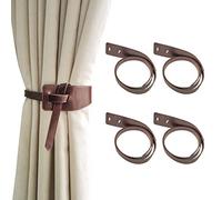 Lot de 4 embrasses de Rideaux en Cuir, minimalistes en Cuir, embrasses de Rideaux de Style Vintage (café)