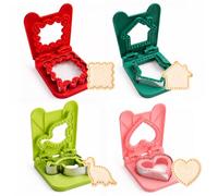 Lot de 4 emporte-pièces à sandwich avec joint d'étanchéité | PP et acier inoxydable, faciles à nettoyer et réutilisables, pour sceller et couper des sandwichs, des burgers et des gâteaux