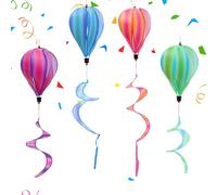 Lot de 4 éoliennes en forme de montgolfière pour l'extérieur | Décoration extérieure pour camping, vacances, clôtures, cour, anniversaire, mariage, rassemblement intérieur, arbre de jardin